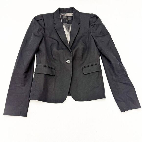 J. Crew Classic Black One-Button Blazer Cotton Blend Fully Lined Size 4 - Picture 2 of 6